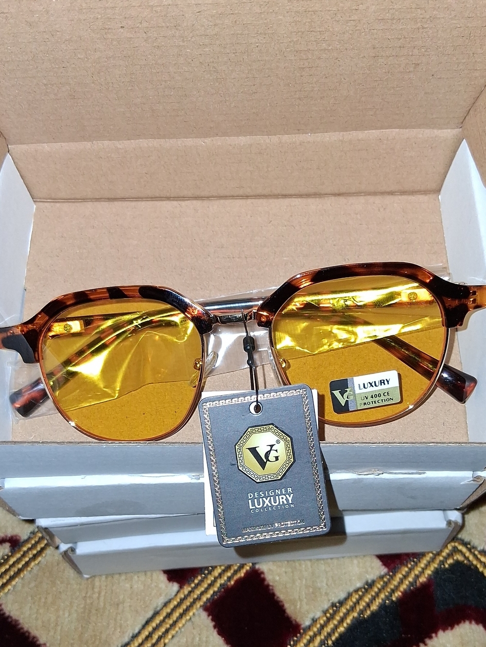 Designer Luxury Men's Tortoiseshell Yellow Lens Sunglasses